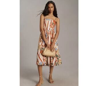 NWT Anthropologie Maeve Strapless Belted A-Line Midi Dress $198 X-LARGE Floral